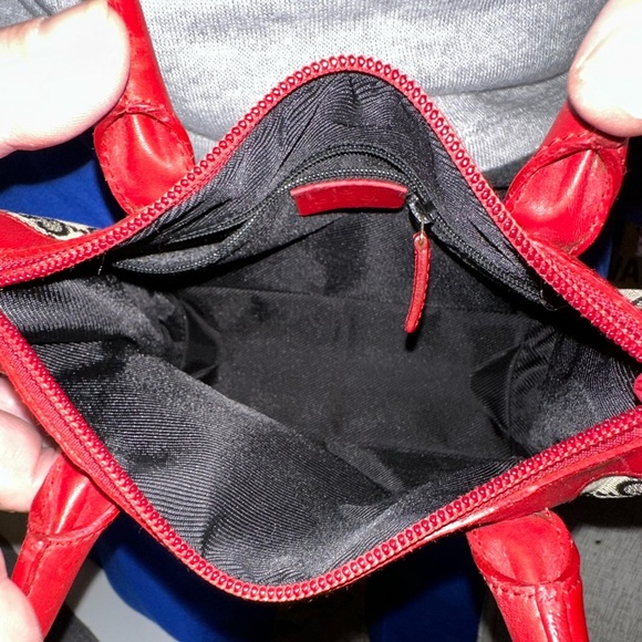 GUCCI MONOGRAM CANVAS MINI BAG W Red LEATHER DUAL HANDLES - Picture 10 of 15